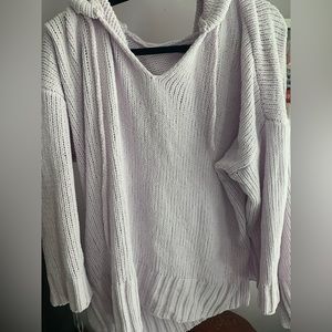 Aerie Oversized Knit High Low Hooded Sweater
